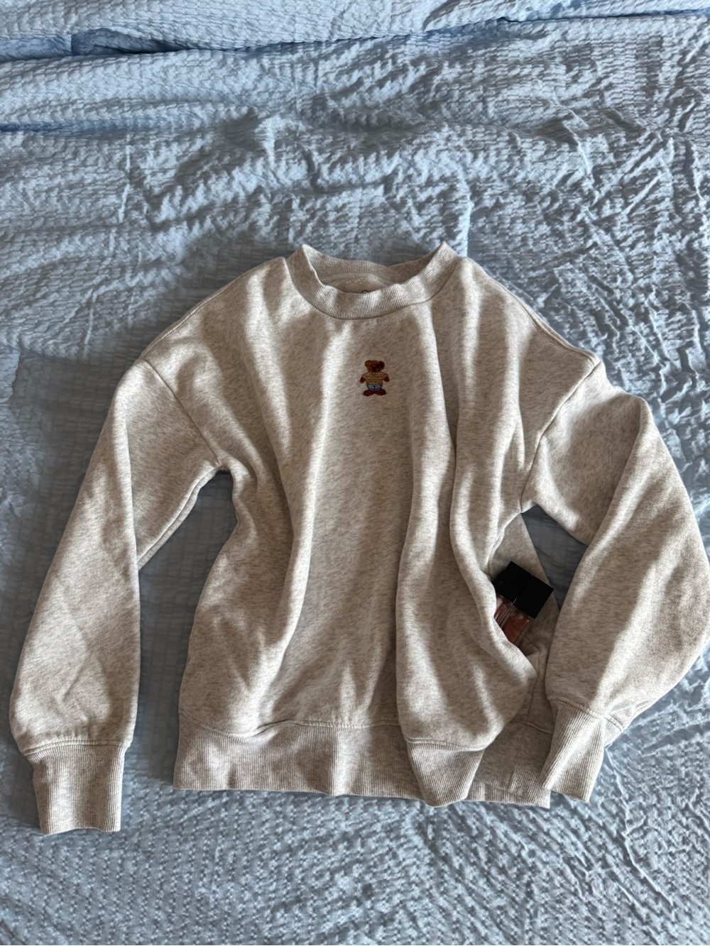 Girls Art class Gray Crewneck Sweatshirt with Embroidered Bear w/ Pockets size8